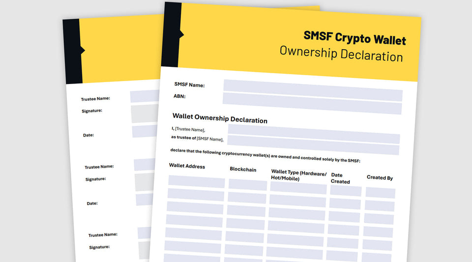 SMSF Crypto Wallet Ownership Declaration for SMSFs