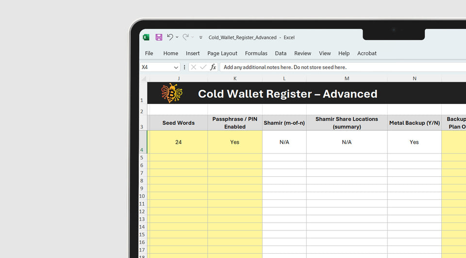 Cold Wallet Storage Register - Advanced