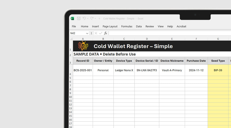 Cold Wallet Storage Register - Simple