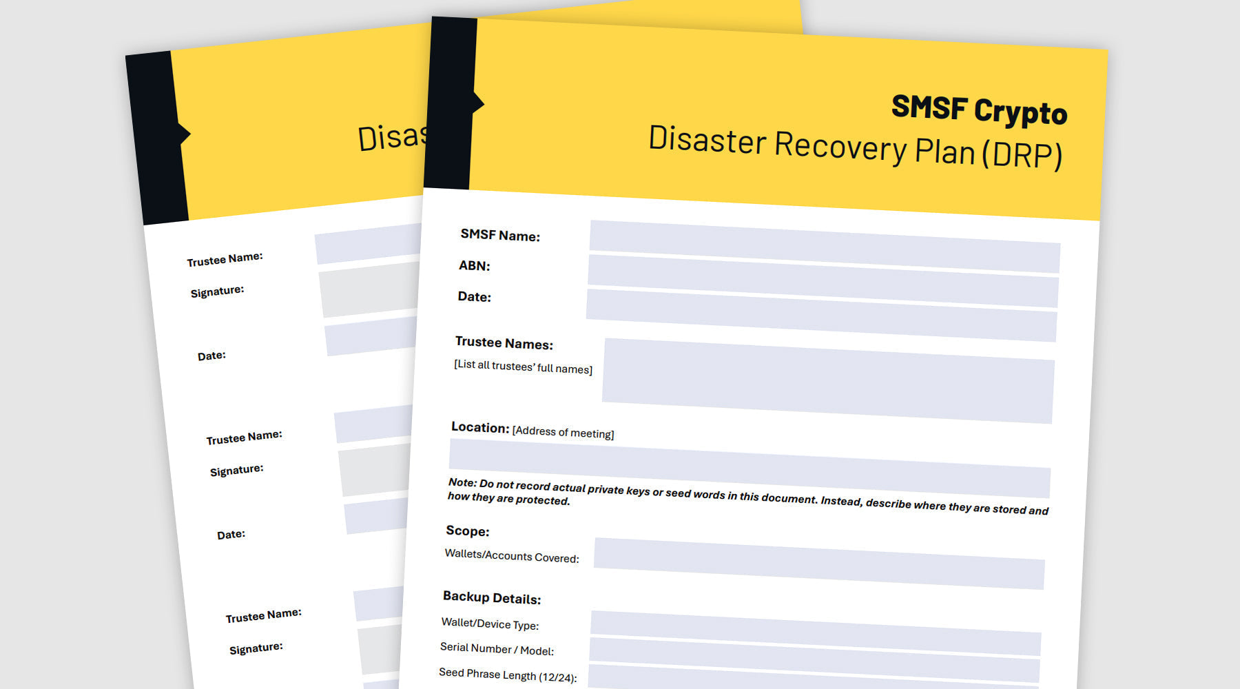 SMSF Crypto Disaster Recovery Plan Template