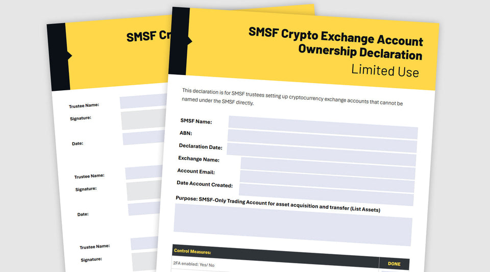 SMSF Crypto Exchange Ownership Declaration for SMSFs Limited use