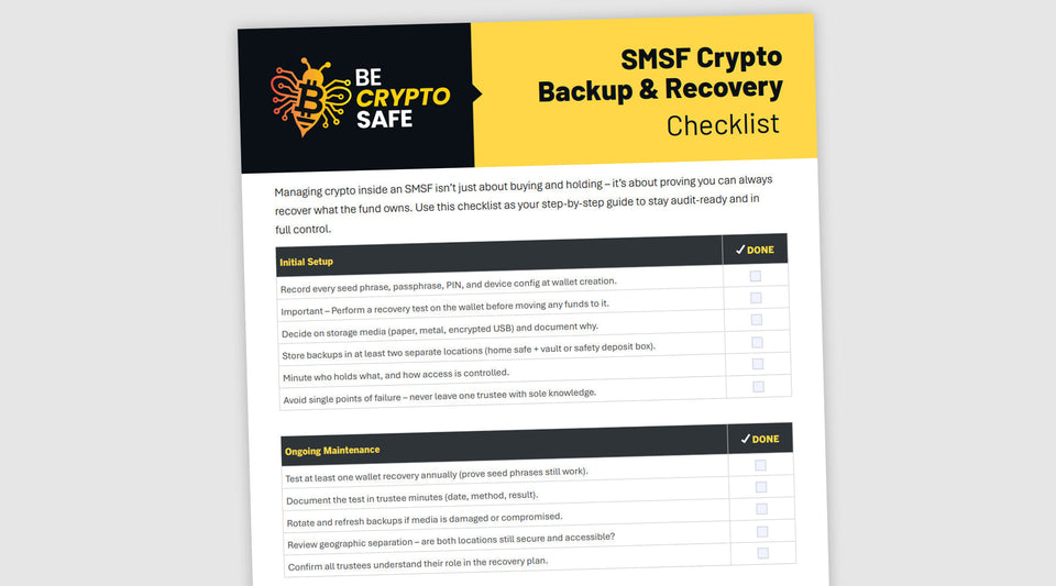 SMSF Crypto Backup and Recovery Checklist