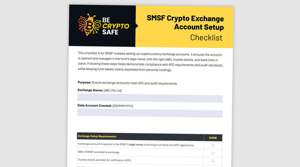 SMSF Crypto Exchange Account Setup Checklist