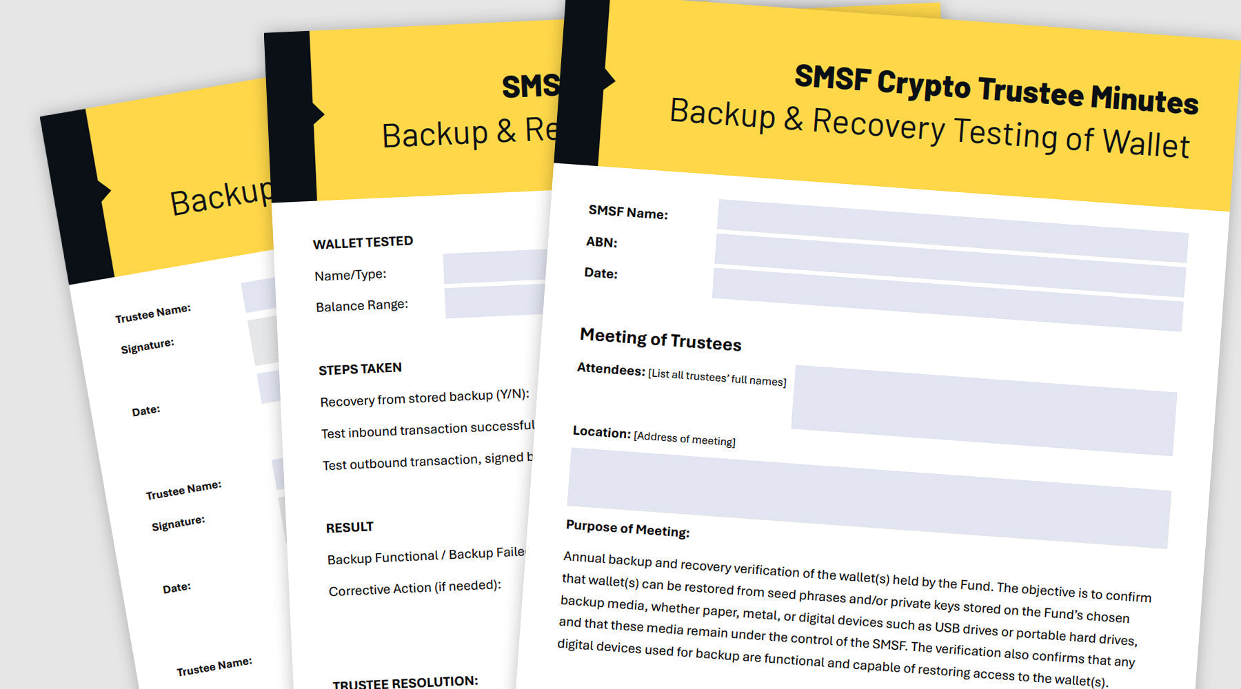 SMSF Trustee Minutes Template - Crypto Backup Recovery Testing