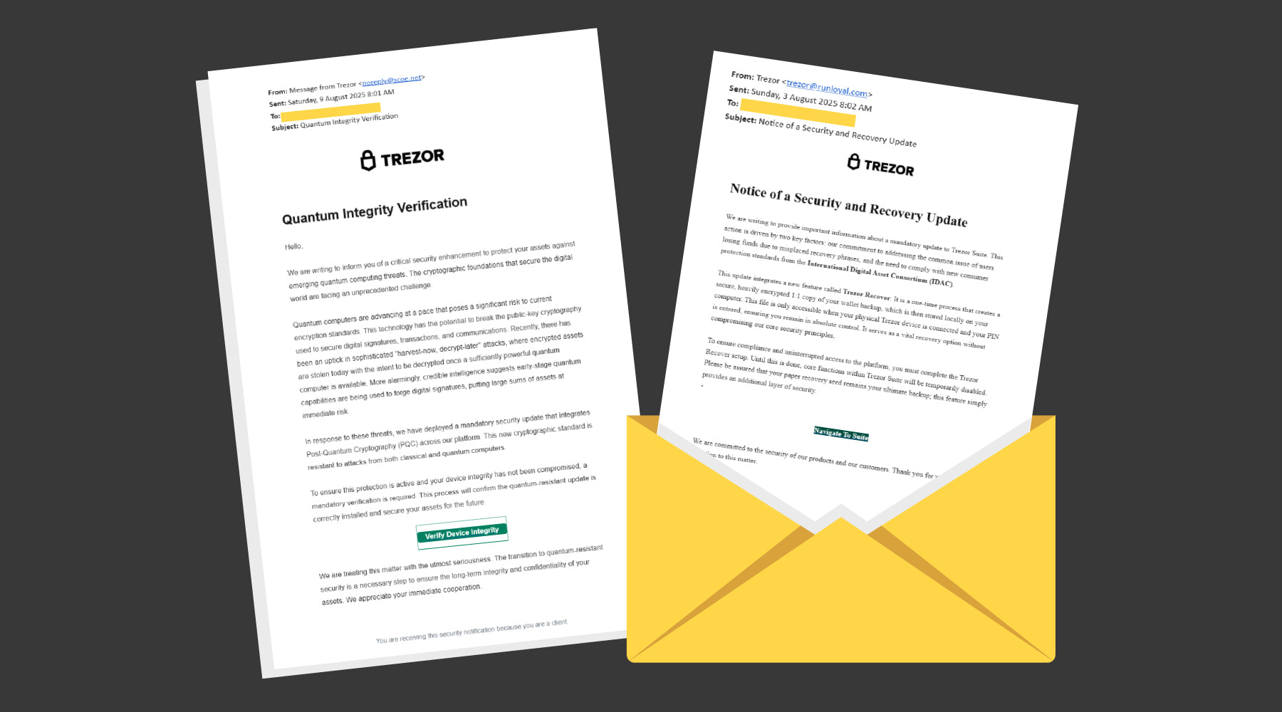 "Trezor" Phishing Emails are on the rise
